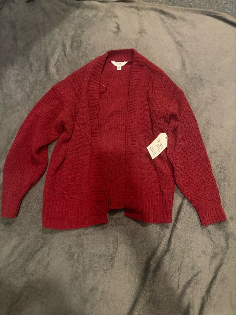 Cozy Open-Front Women’s Cardigan Sweater - Deep Red